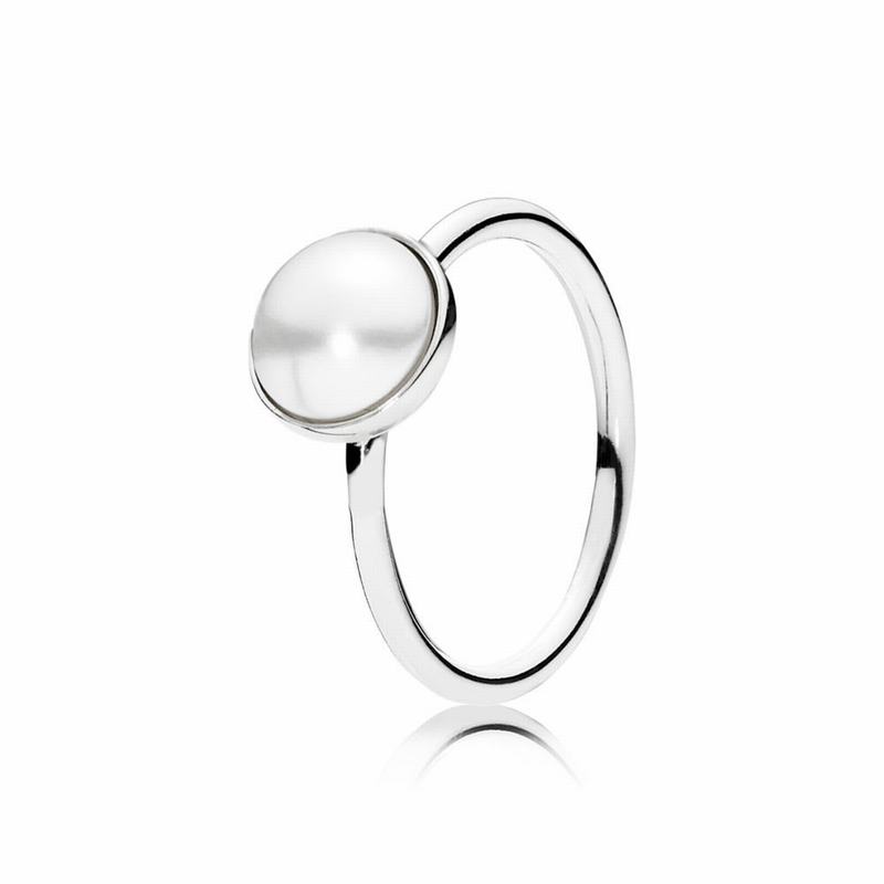 Pandora Luminous Droplet Stackable Ring Ireland - Sterling Silver/White/Crystal Pearl - 471903BNW